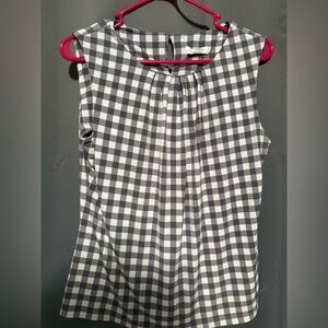 Calvin Klein Gray and White Checkered Top